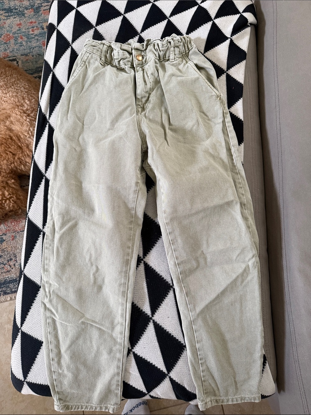 Zara- Light Sage Green Paperbag Waist Cotton Pants